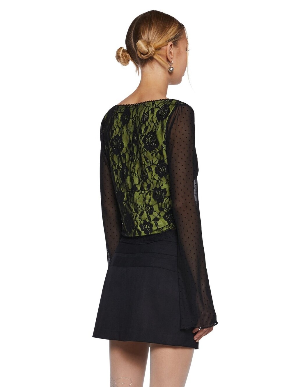 Dolls Kill Delia's Off The Path Black Lace Crop Top NEW - Picture 2 of 9